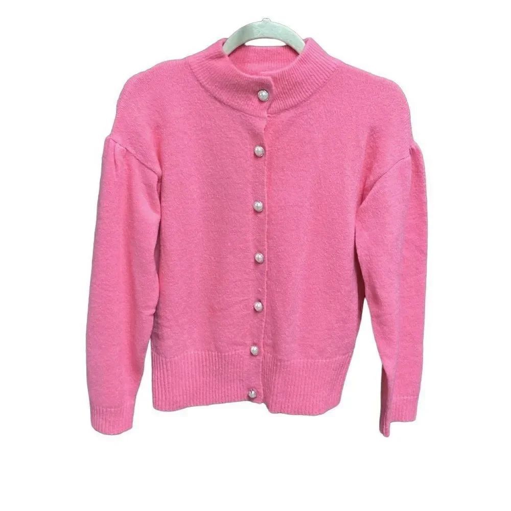 Pink Jeweled Button Cardigan Size Medium